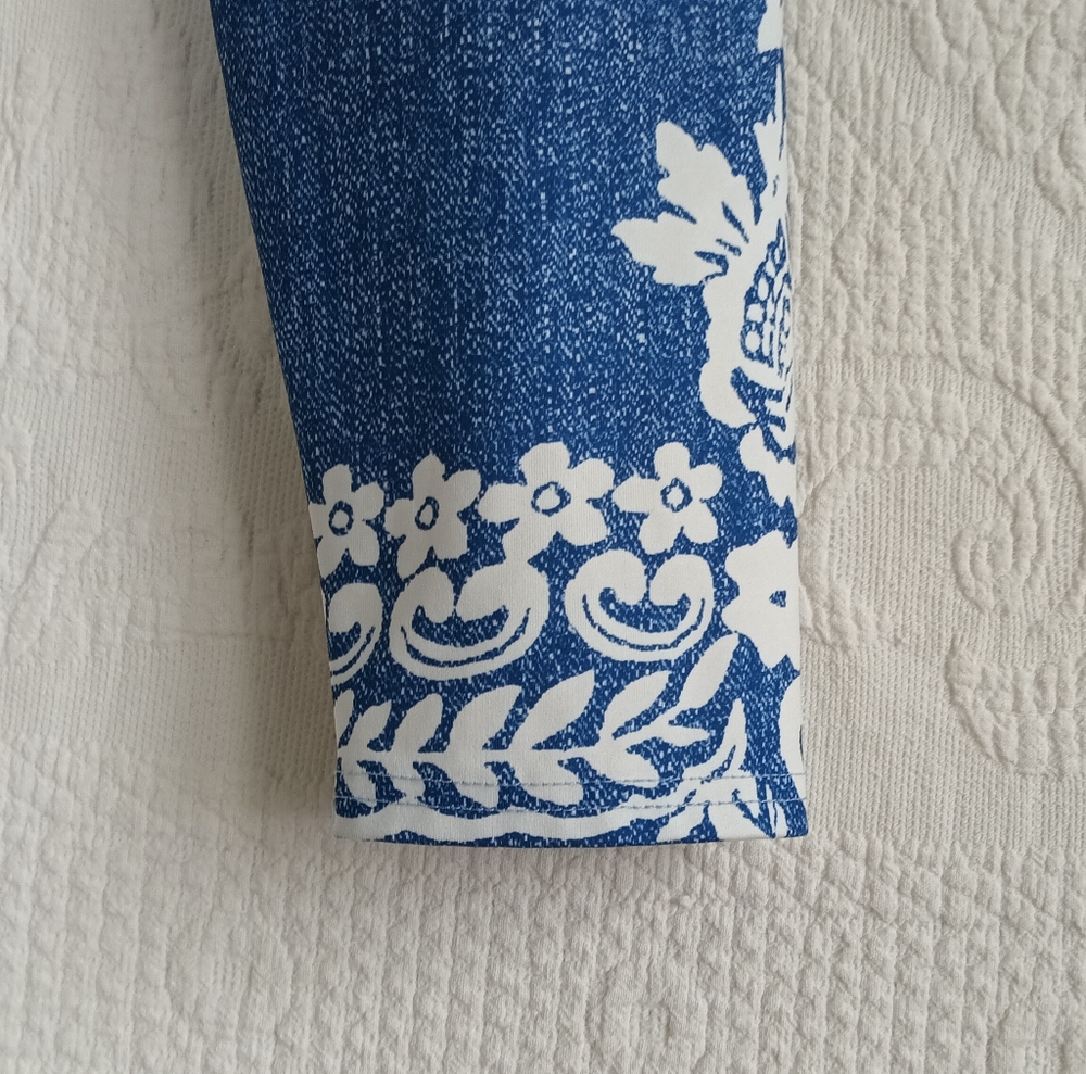 Faux Crochet Jeggings Denim Look Legging Floral Stretchy Casual Plus Bohemian 1X - Picture 10 of 11